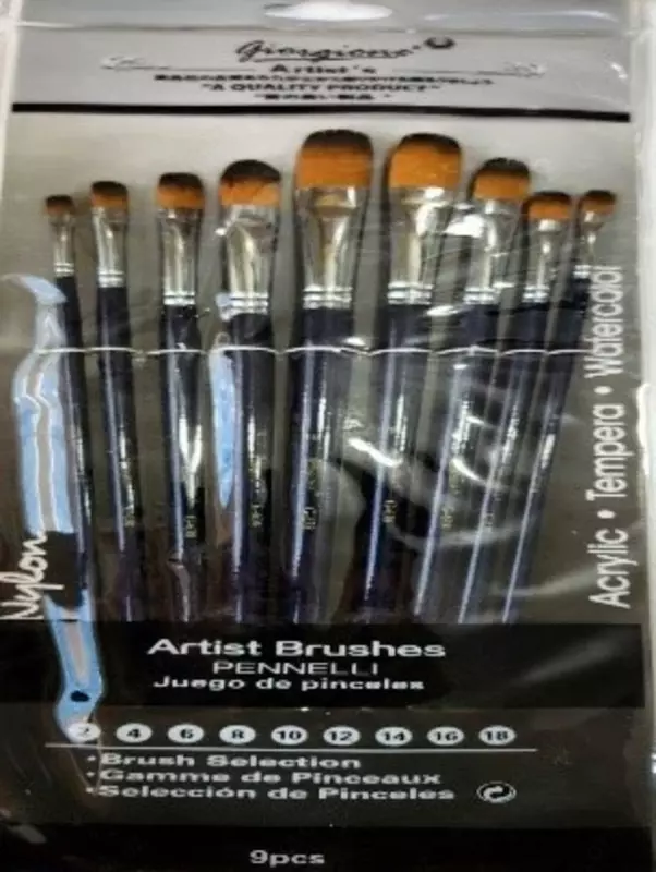 Набор художественных кистей плоских, 9 шт