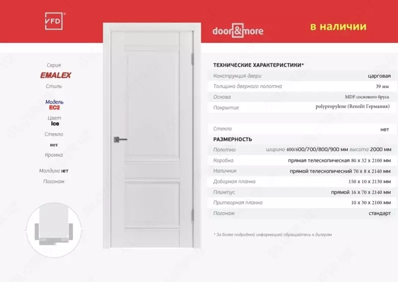 Межкомнатная дверь EMALEX EC2 Ice без стекла