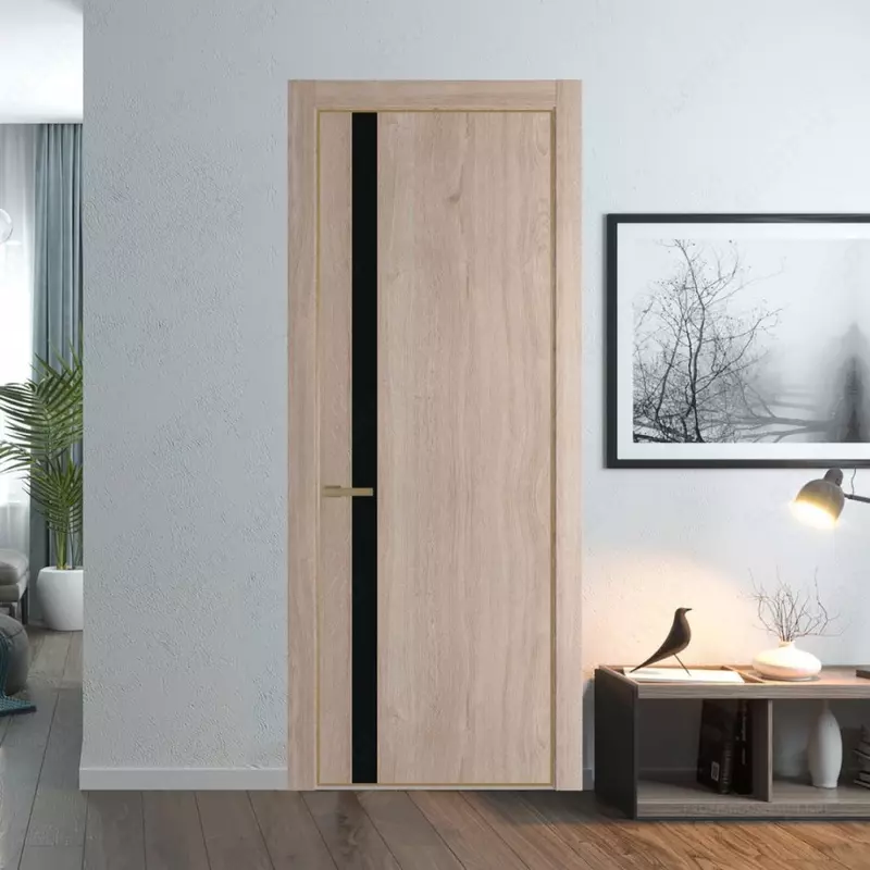 Межкомнатная дверь URBAN 1SV Oak с молдингом Black Mould - по запросу