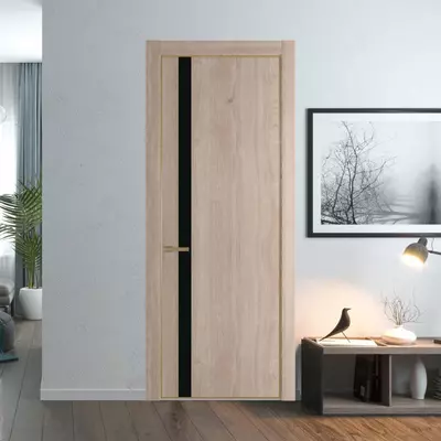Межкомнатная дверь URBAN 1SV Oak с молдингом Black Mould - Цена по запросу