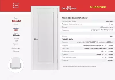 Межкомнатная дверь EMALEX EST1 Midwhite без стекла