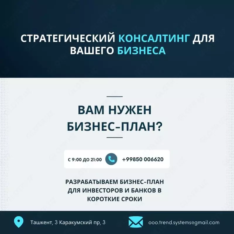 Разработка бизнес-плана - 30 000 000 сум