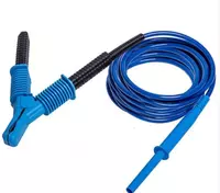 Провод измерительный 10м с разъёмом банан и зажимом Крокодил 15кВ голубой - от {0} сум