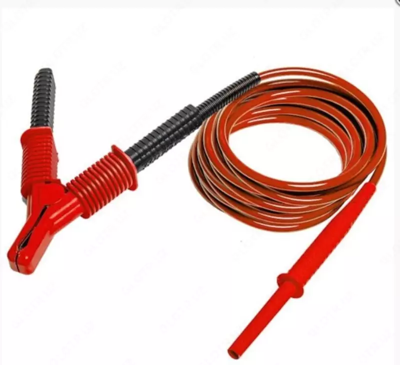 Провод измерительный 3м с разъемом банан и зажимом Крокодил 15кВ красный - от {0} сум
