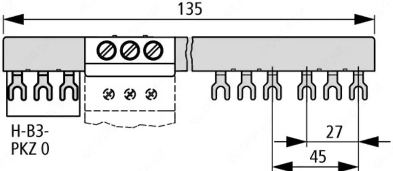 B3.0/3-PKZ0 Соединитель 3Ф без доп. контакта