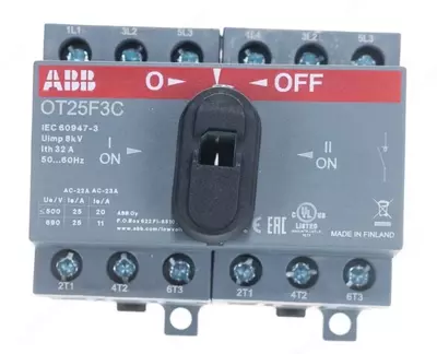 Рубильник реверсивный ABB OT25F3C 25А (20А AC23) 1SCA104863R1001 - от 1 200 000 сум / шт.
