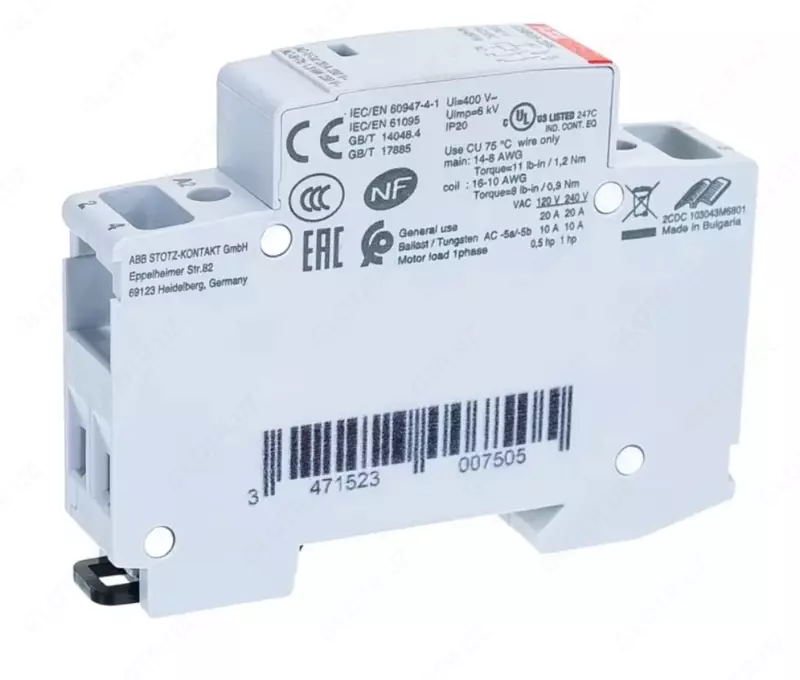 Контактор ABB ESB20-20N-06 модульный (20А АС-1 2НО) катушка 230В AC/DC 1SBE121111R0620