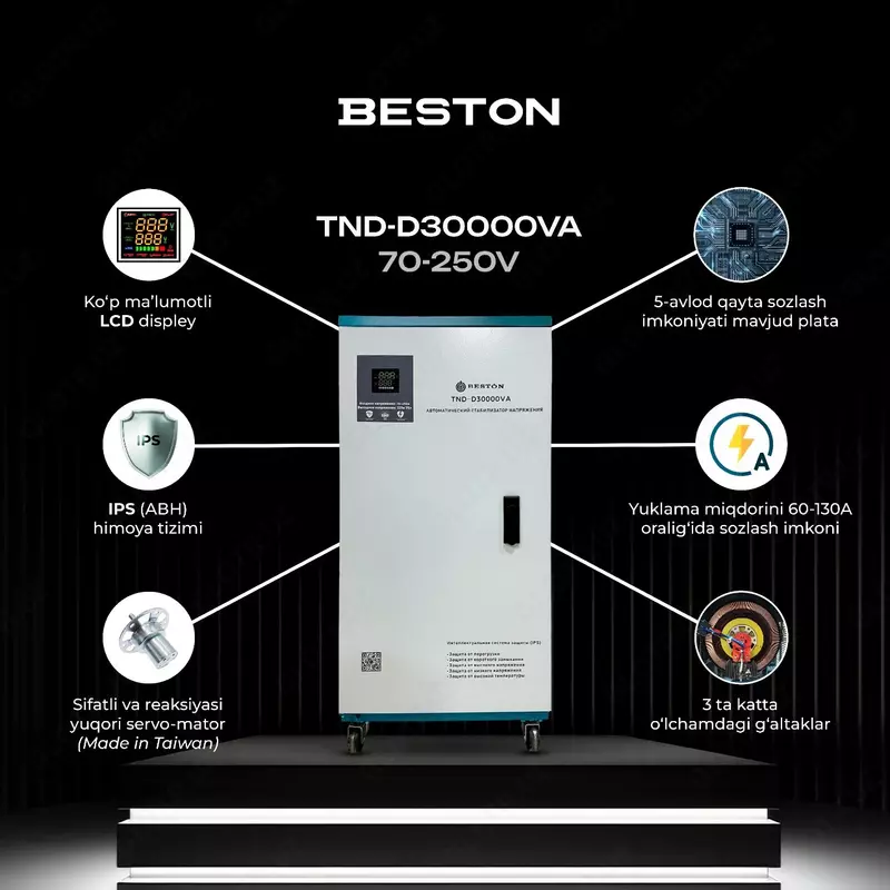 Стабилизатор напряжения BESTON SVC D30KVA (80-250В) - 6 525 000 сум