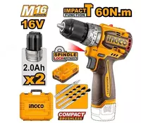 Аккумуляторный ударный бесщеточный шуруповерт INGCO CIDLI16682 INDUSTRIAL 16 В 60 Нм 22+1+1