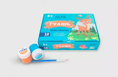 Гуашь “Alfa kids stories” 12 цветов - 43 750 сум / шт.
