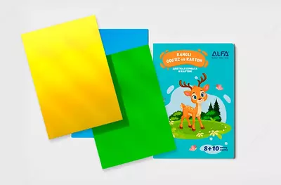 Цветная бумага (8 листов) + цветной картон (10 листов)