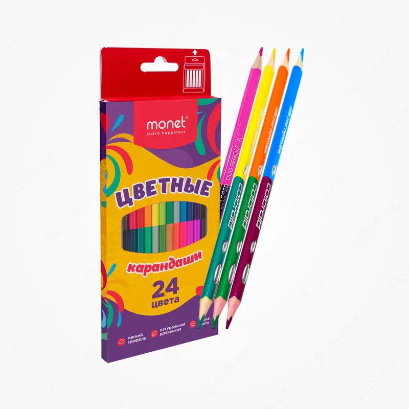 Цветные двусторонние карандаши Monet 12/24 цвета