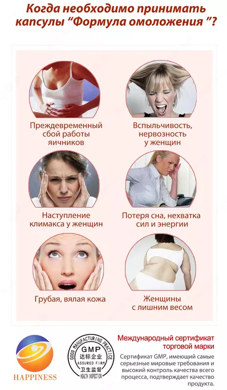 Капсулы «Формула омоложения» - для естественного восстановления гормонального фона корпорации Шен Лунг HAPPINESS