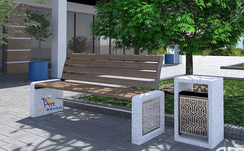 Suyanchiqli va suyanchiqsiz skameykalar Loft Urna Landshaft dizayn