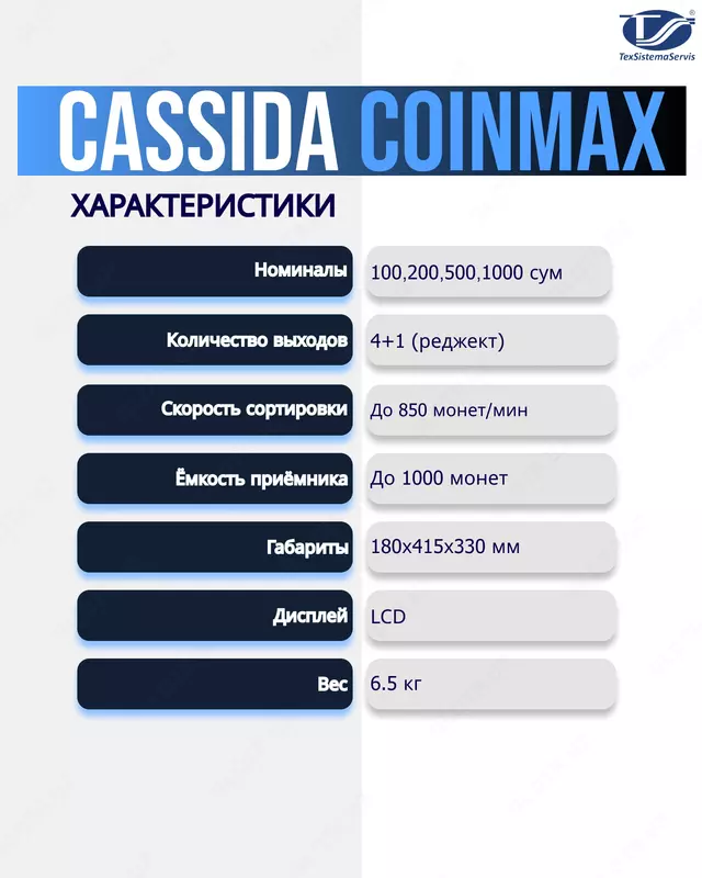 Сортировщик монет для сумов Cassida CoinMax