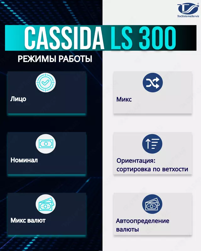 Yuqori tezlikdagi banknota saralash qurilmasi Cassida LS-300