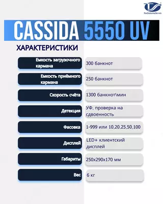 Cassida 5550UV Счетчик банкнот задней загрузки с режимом калькуляции