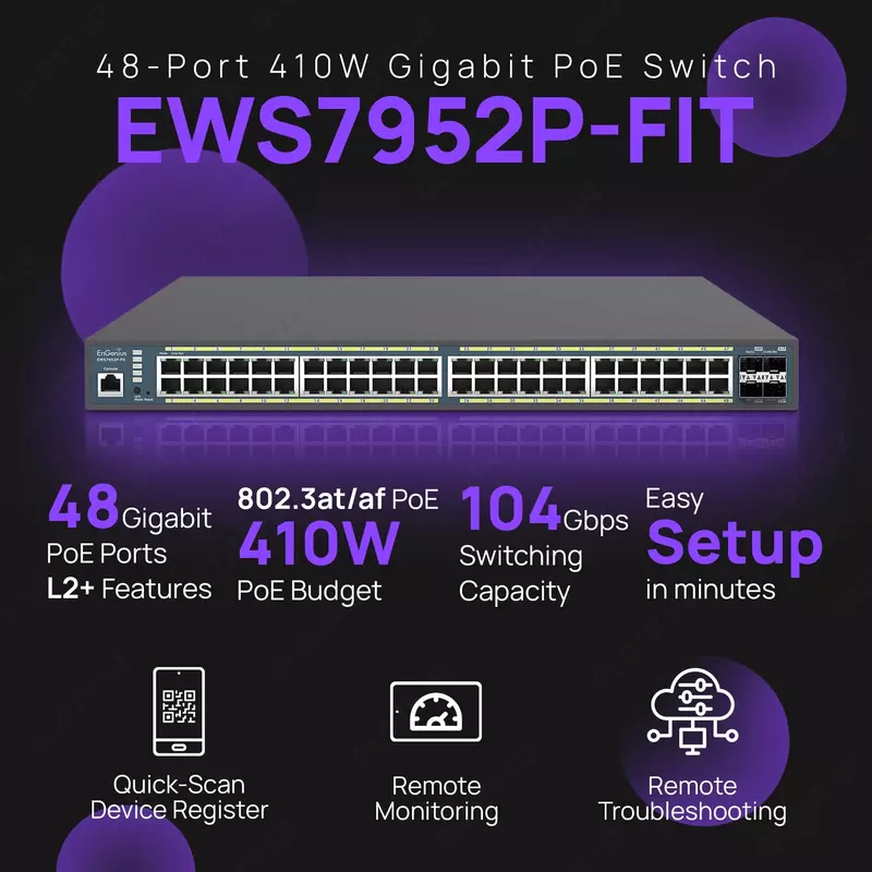 Engenius EWS7952P-FIT (Switch 48-port GbE PoE.af/at(+) 185W 4xSFP L2+ 19i)