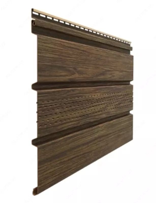 Кровельная панель под дерево (с центральной перфорацией) "DÖCKE" Lux Софиты Т4 , 3000х305х1.2 мм, уп. 16 шт. (Фундук)