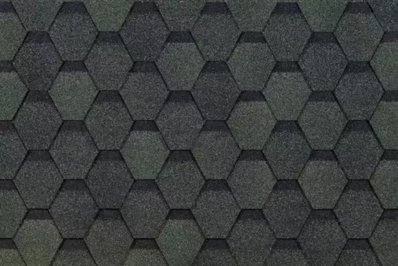 Moslashuvchan bitum shingillalari "DOCKE" Eurasia Hexagon, 1000x318x2.5mm, o'ram. 3 kv.m/22 dona. (yashil)