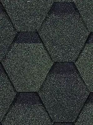 Moslashuvchan bitum shingillalari "DOCKE" Eurasia Hexagon, 1000x318x2.5mm, o'ram. 3 kv.m/22 dona. (yashil)