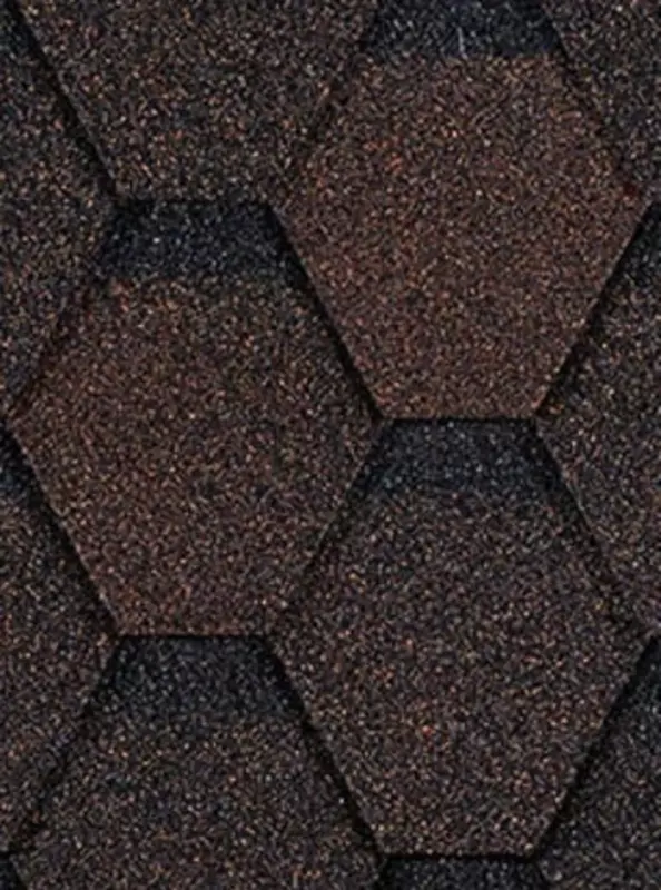Moslashuvchan bitum shingillalari "DOCKE" Eurasia Hexagon, 1000x318x2.5mm, o'ram. 3 kv.m/22 dona. (jigarrang)