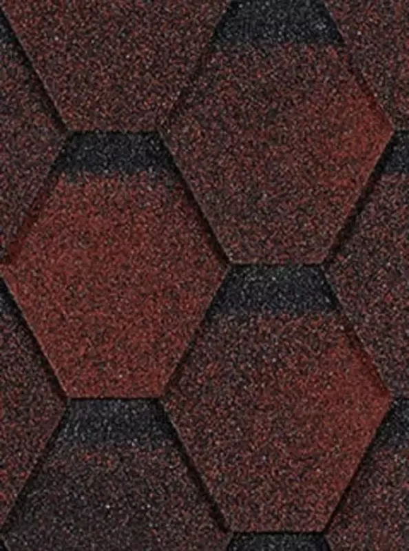 Гибкая битумная черепица "DOCKE" Eurasia Шестигранник, 1000х318х2.5мм, уп. 3 кв.м/22 шт. (Красный)