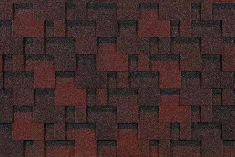 Гибкая битумная черепица "DOCKE" Eurasia Лабиринт, 1000х318х2.5мм, уп. 3 кв.м/22 шт. (Красный)