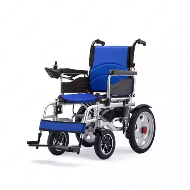 Инвалидная электрическая кресло коляска синего цвета с мотором