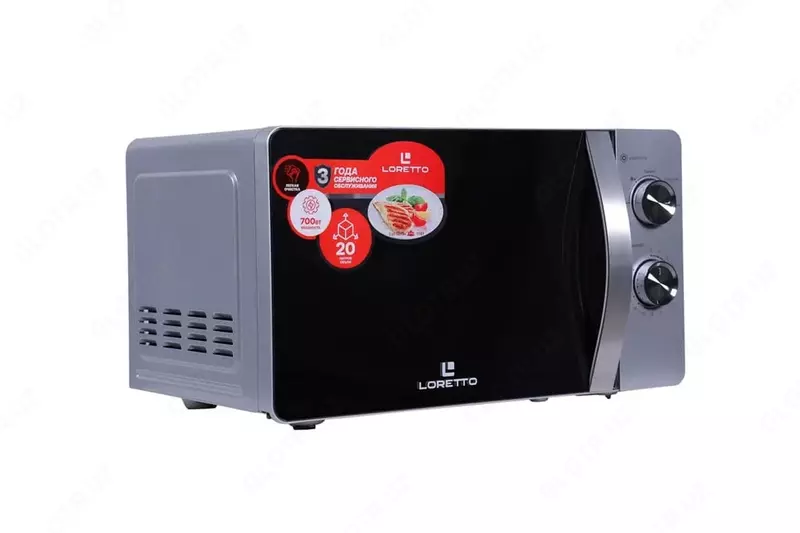 Микроволновая печь (20 л) "Loretto" LM-2102S (Cеребристая/черная)