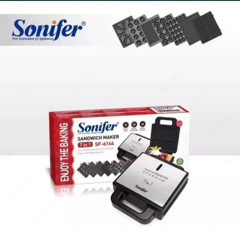 Вафельница 7 в 1 "SONIFER" SF 6144, 1400W (Стальной/черный)