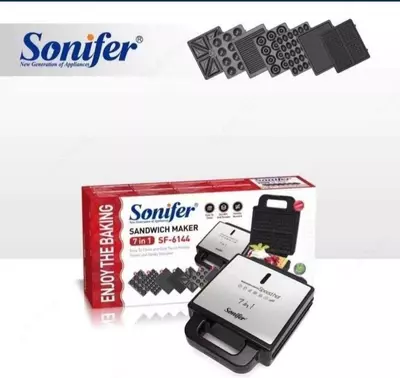 Вафельница 7 в 1 "SONIFER" SF 6144, 1400W (Стальной/черный)