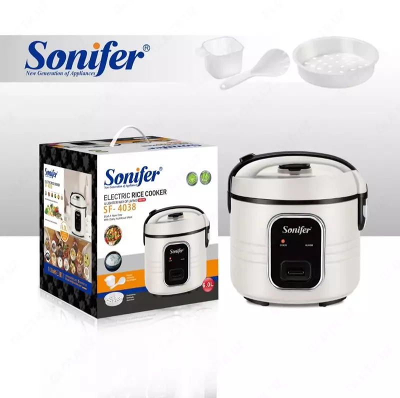 Мультиварка "SONIFER" SF-4038, 900W, объем 6 л (Белый/черный)