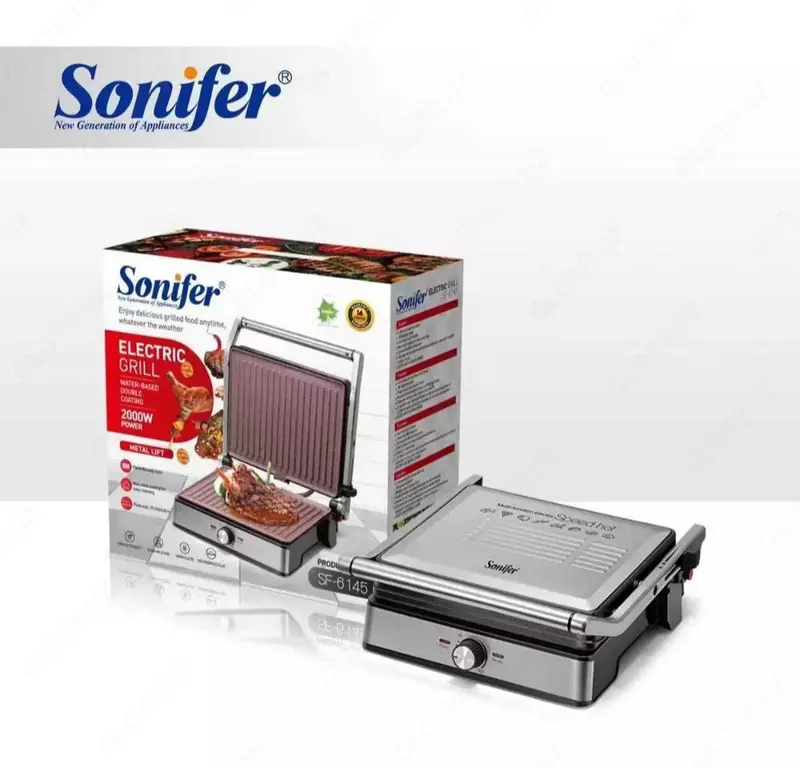 Toster - panjara "SONIFER" SF 6145, 2000 Vt (po'lat/qora)