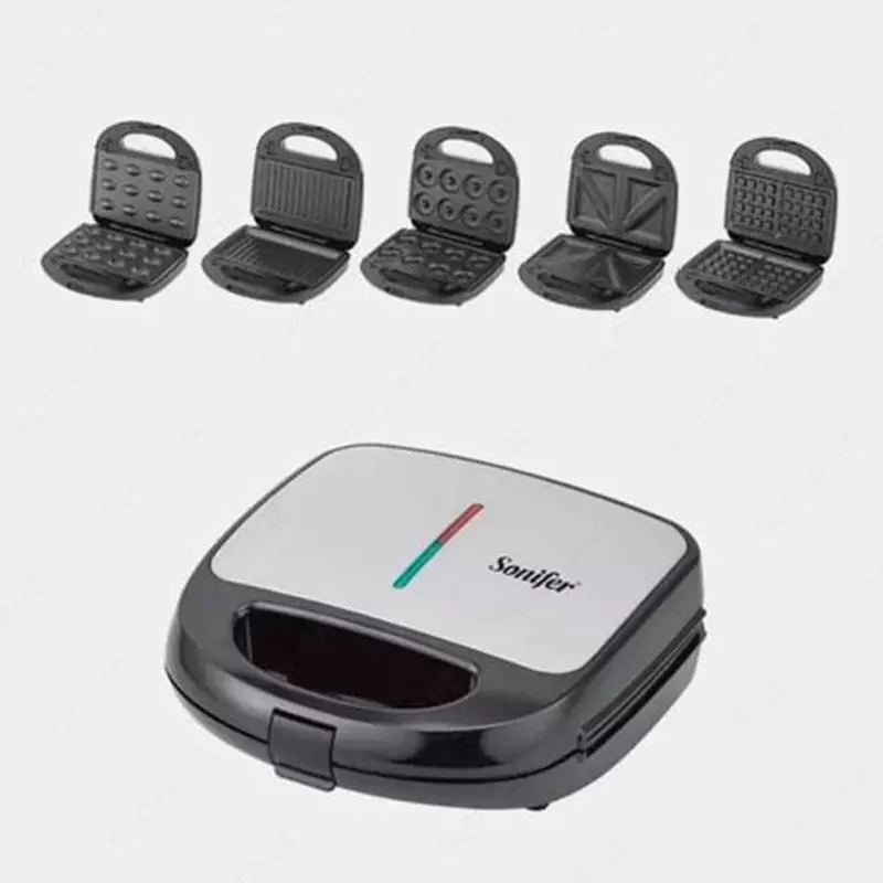 Тостер - сендвичница 5 в 1 "SONIFER" SF-6154, 750W (Стальной/черный)