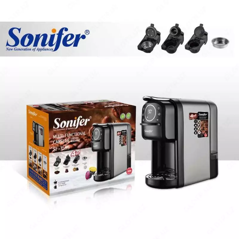 Кофемашина 4 в 1 "SONIFER" SF-3585, 1400 W (Стальной/черный)