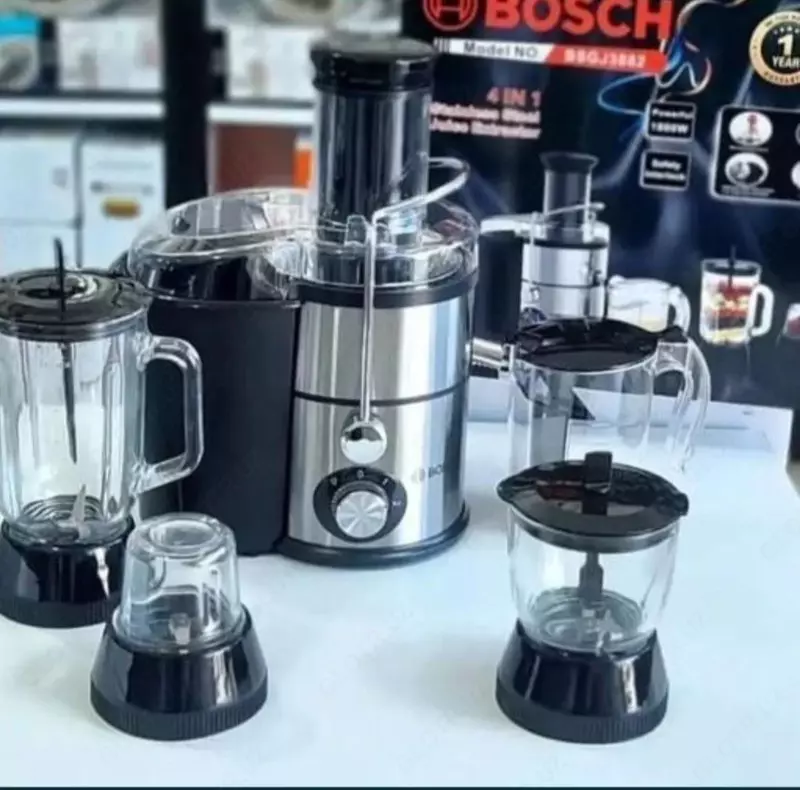 Oziq-ovqat protsessori 4 ta 1 ta "BOSCH" BSSJ3882, 1200 Vt (po'lat/qora)