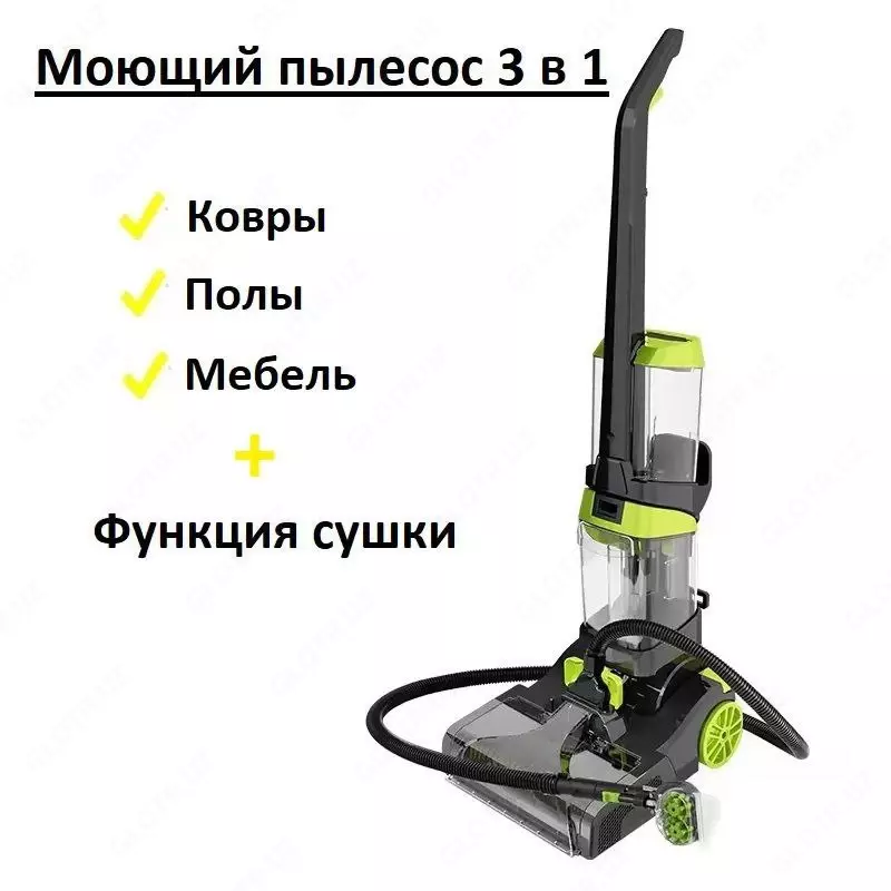 Yuvish changyutgichi 3 tasi 1 ta "COMPASS" DC390, 14KPA, 800 Vt (qora/yashil)