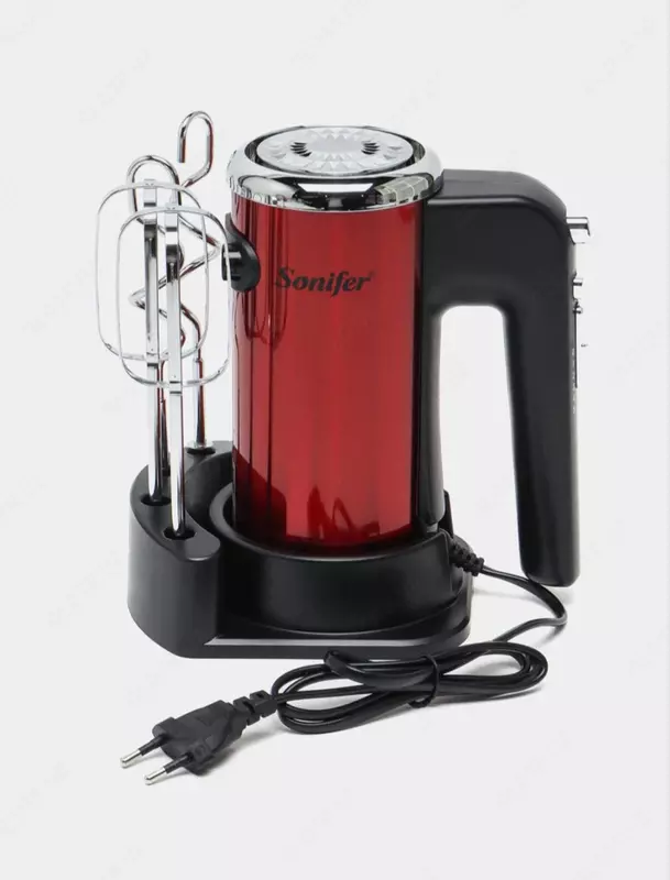 Qo'l mikseri "Sonifer" SF-7025, 2 ta qo'shimcha, 400 Vt, 5 tezlik + turbo rejimi (Qizil / qora)