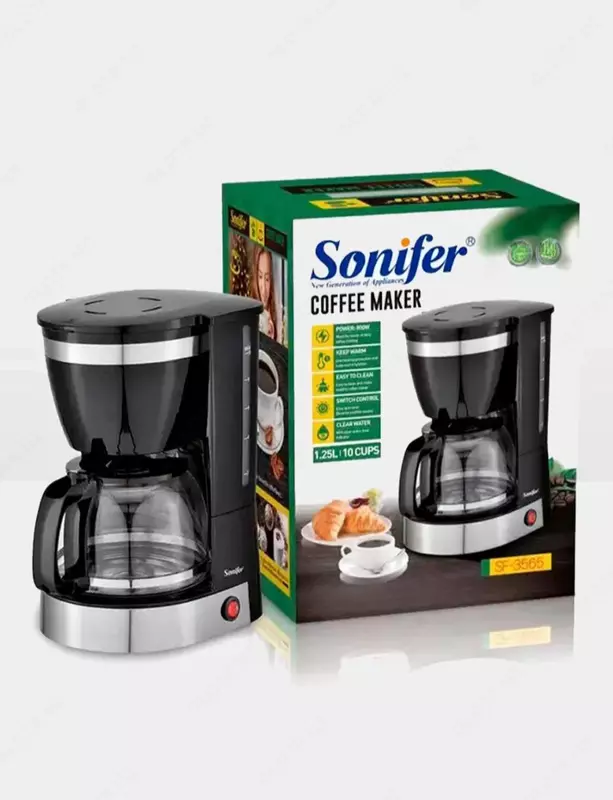 Кофеварка (капельная) "SONIFER" SF-3565, 800W (Черная/серебристая)