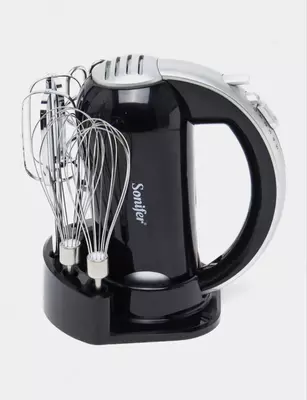 Qo'l mikseri "Sonifer" SF-7015, 3 ta qo'shimcha, 300 Vt, 5 tezlik + turbo rejimi (qora / kumush)