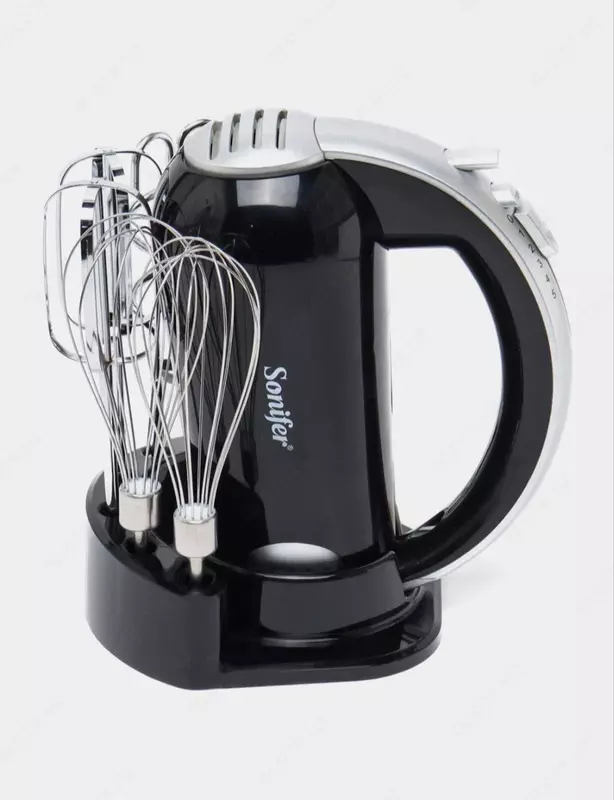 Ручной миксер "Sonifer" SF-7015, 3 насадки, 300W, 5 скоростей+турбо режим (Черный/серебристый)