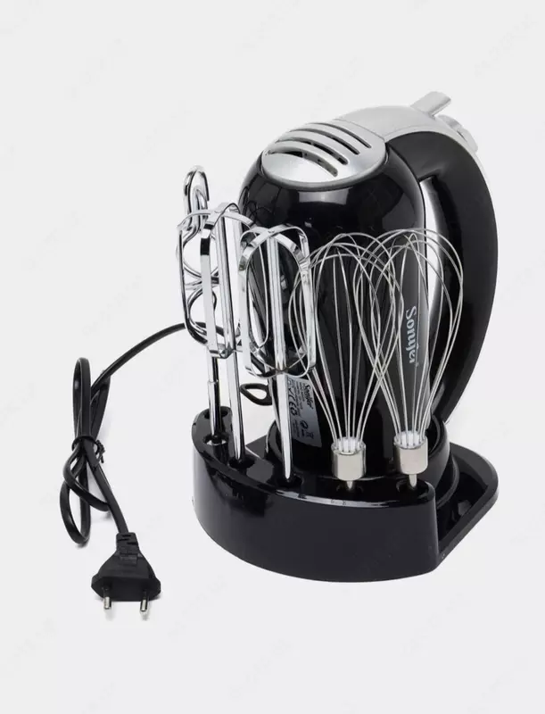 Ручной миксер "Sonifer" SF-7015, 3 насадки, 300W, 5 скоростей+турбо режим (Черный/серебристый)
