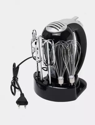 Ручной миксер "Sonifer" SF-7015, 3 насадки, 300W, 5 скоростей+турбо режим (Черный/серебристый)