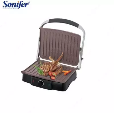 Электрический гриль-тостер 2 в 1 "SONIFER" SF-6158, 2000W (Стальной/черный)