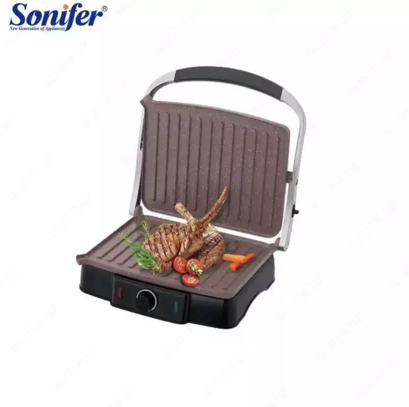 Электрический гриль-тостер 2 в 1 "SONIFER" SF-6158, 2000W (Стальной/черный)