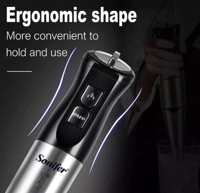 Многофункциональный погружной блендер 10 в 1 "Sonifer" SF-8086, 800W (Стальной/черный)