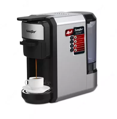 Kofe qaynatgich 4 i 1da (kapsula) "SONIFER" SF-3580, 1450 Vt (qora/kumush)