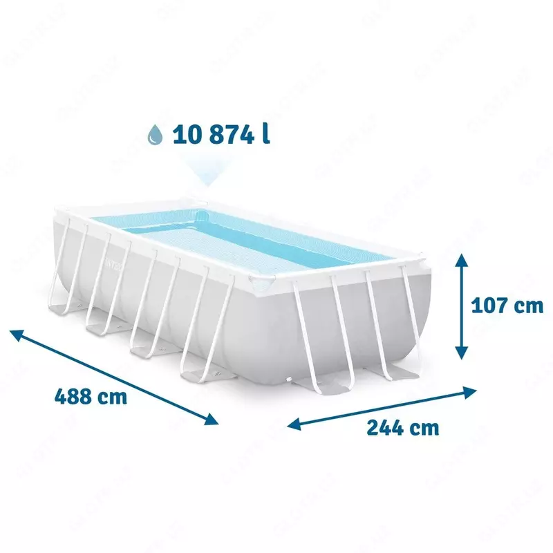 INTEX 26792 Prism Frame Прямоугольный Бассейн 488×244×107 см