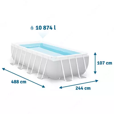 INTEX 26792 Prism Frame Прямоугольный Бассейн 488×244×107 см